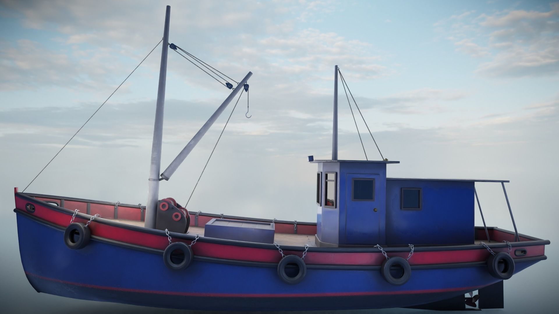 Fishing Boat Low-poly 3D model_6