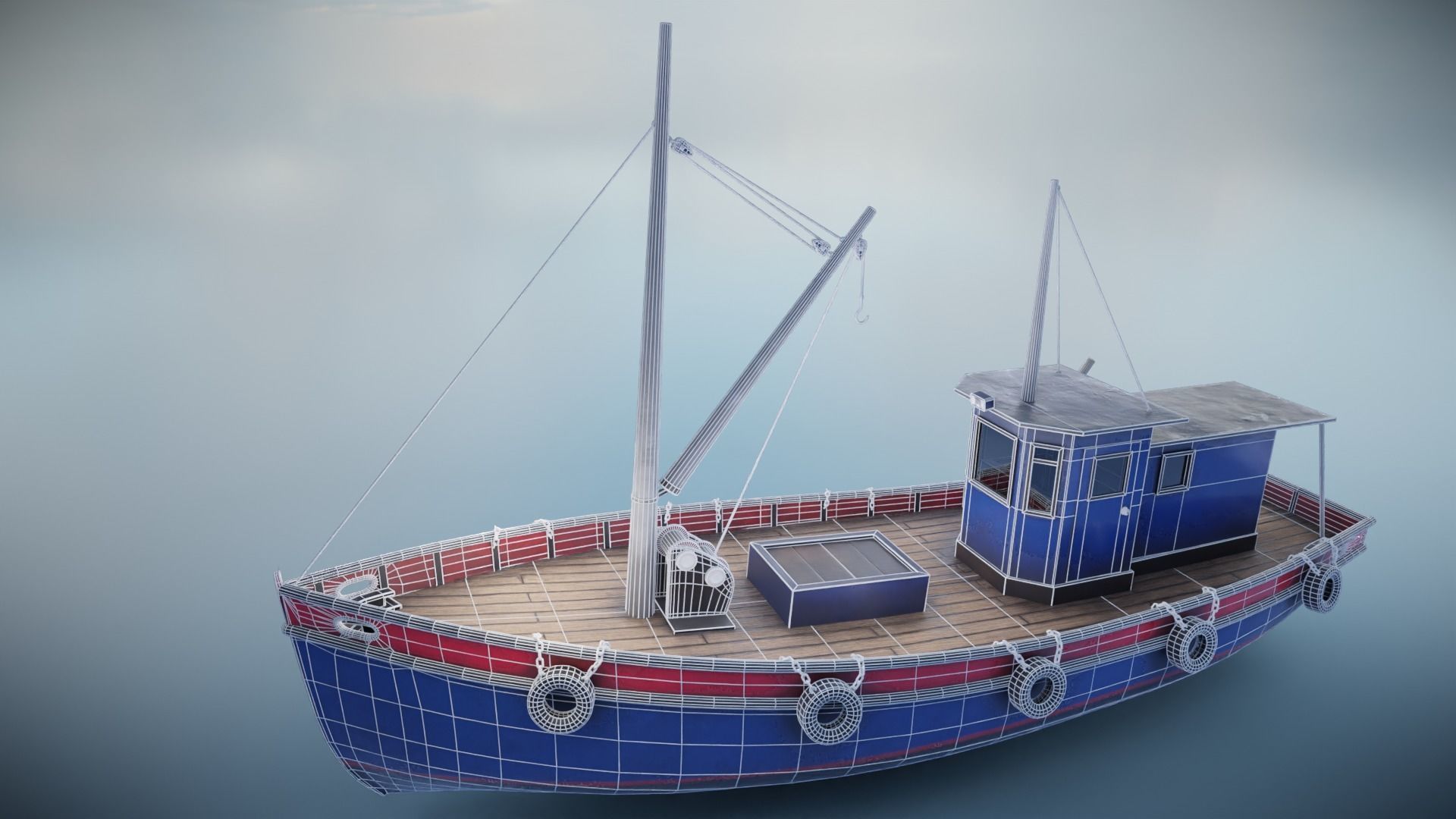 Fishing Boat Low-poly 3D model_8