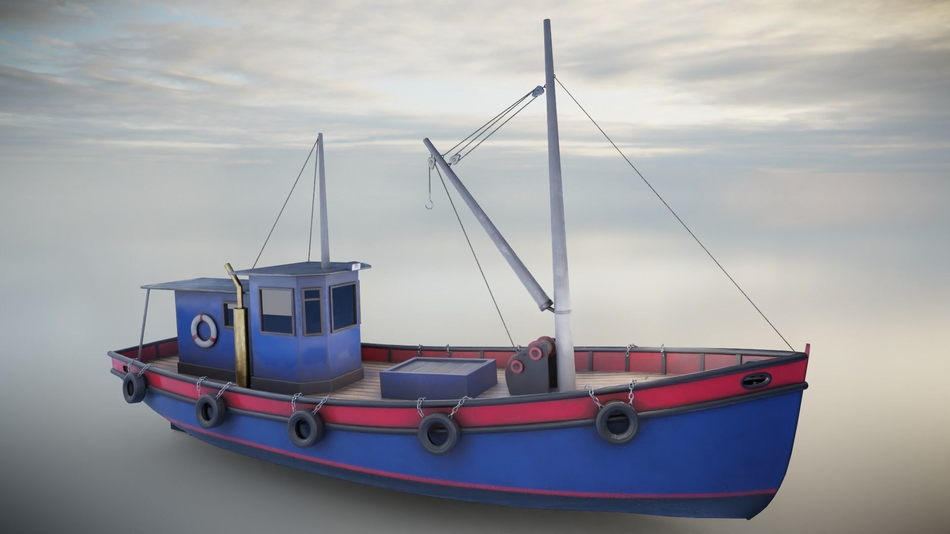 Fishing Boat Low-poly 3D model_2