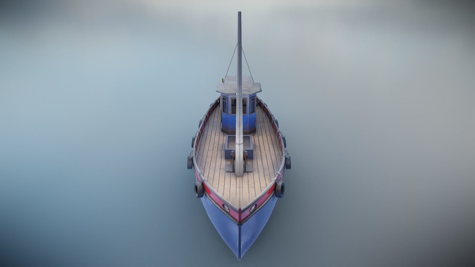 Fishing Boat Low-poly 3D model_7