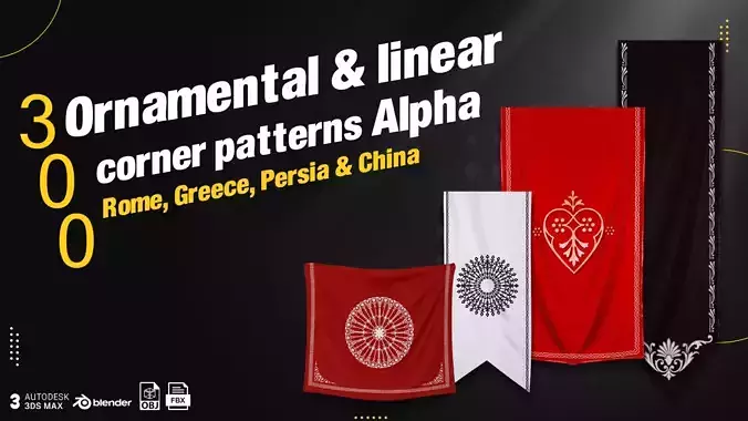 300 Ornamental and linear corner patter Alpha Texture