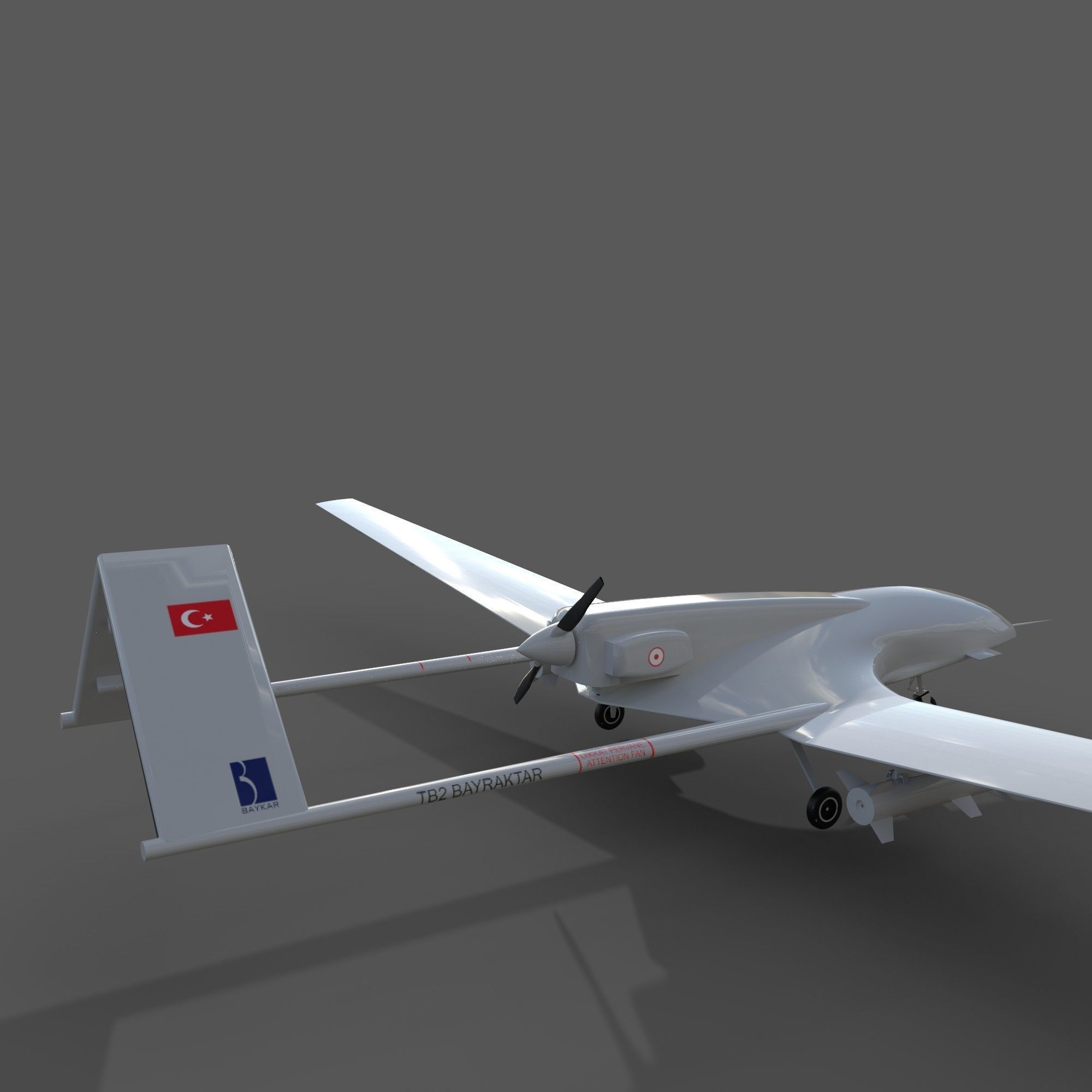TB2 Bayraktar Drone Low-poly 3D model_5