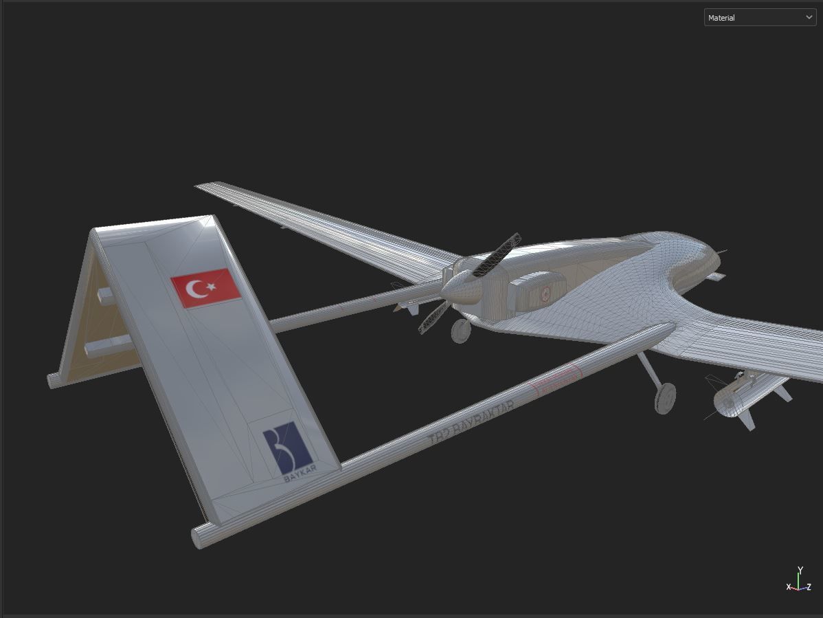 TB2 Bayraktar Drone Low-poly 3D model_13