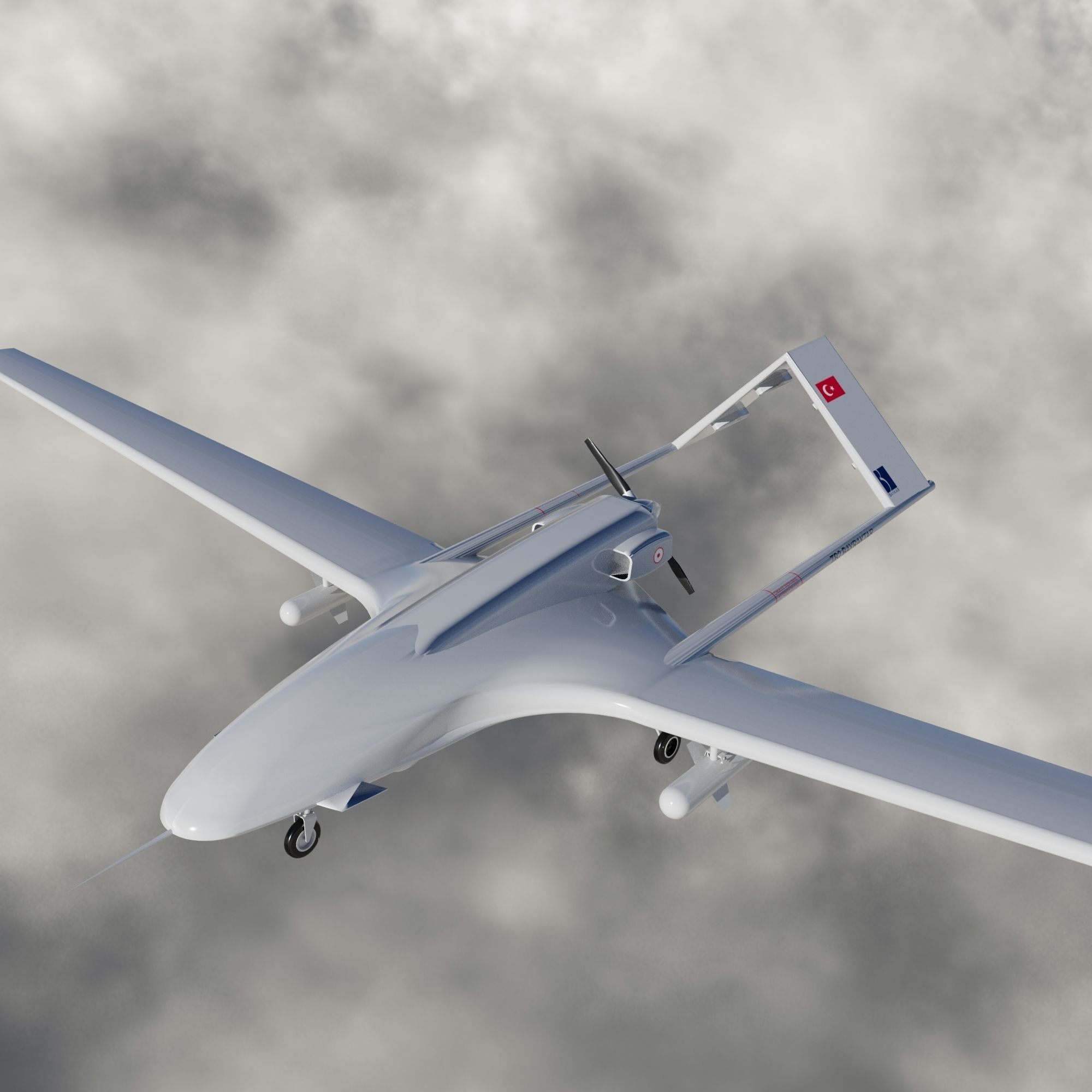 TB2 Bayraktar Drone Low-poly 3D model_9