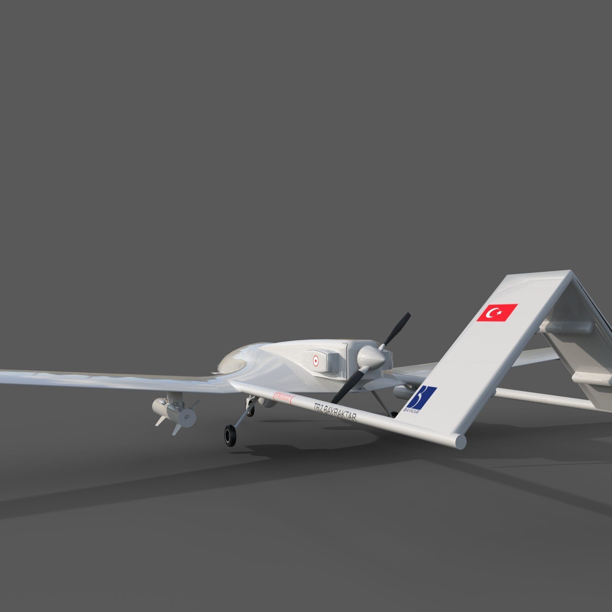 TB2 Bayraktar Drone Low-poly 3D model_6