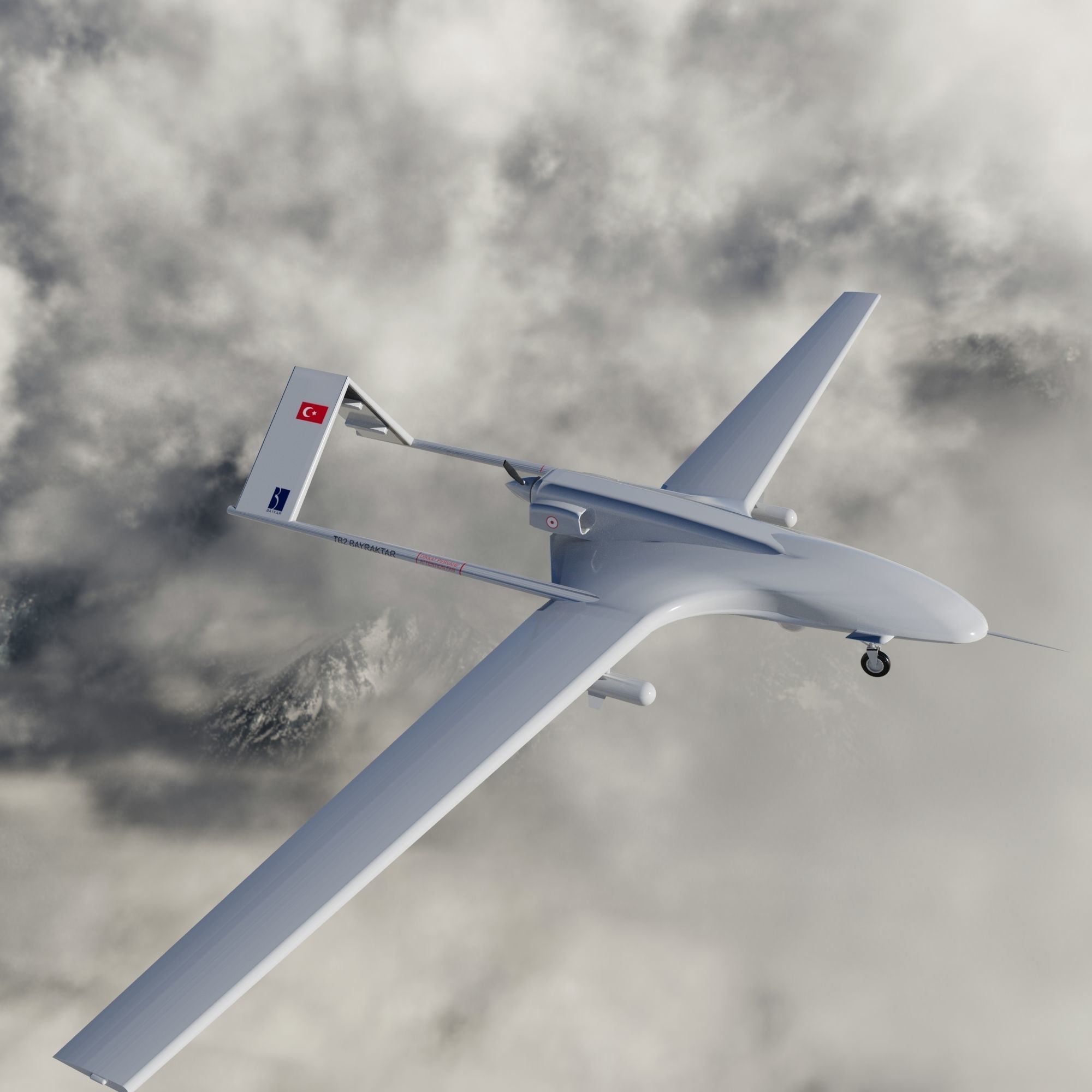 TB2 Bayraktar Drone Low-poly 3D model_8