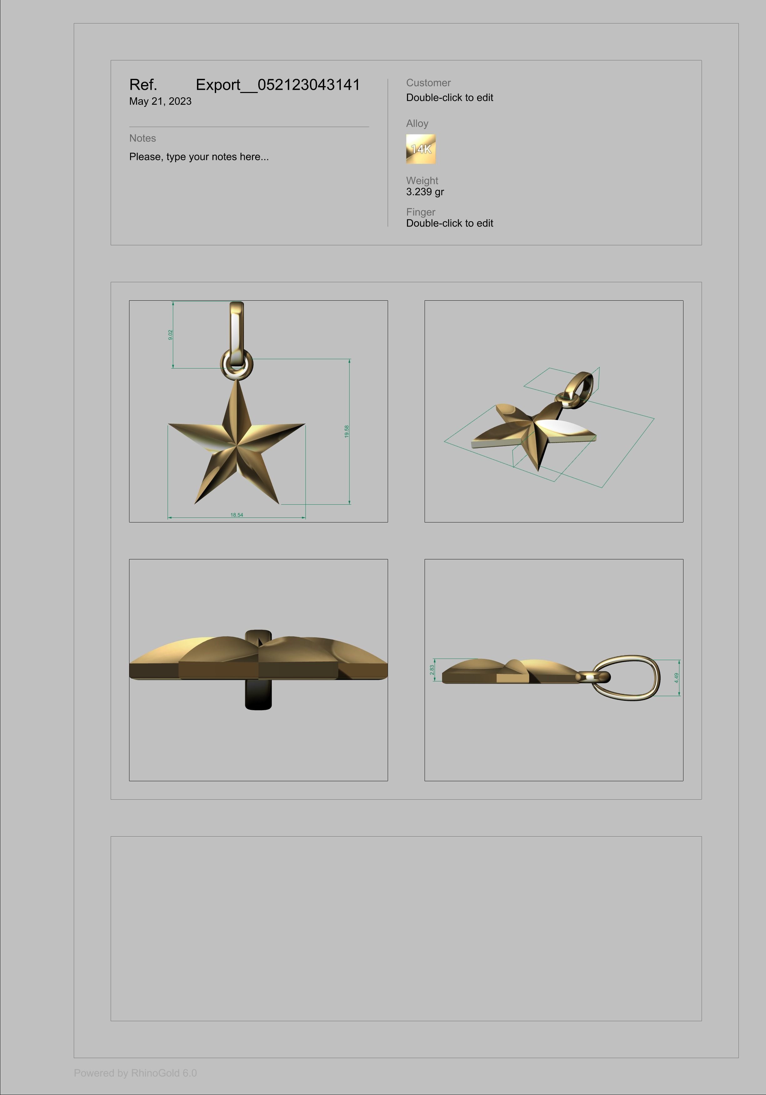 FIVE 5 POINT STAR PENDANT NECKLACE CHARM BRACELET 3D print model_11