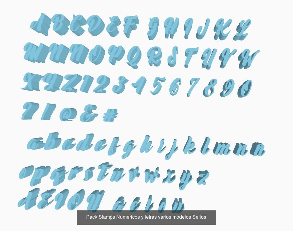 Stamps Letras Numeros y Formas Varias 3D Model Collection_4