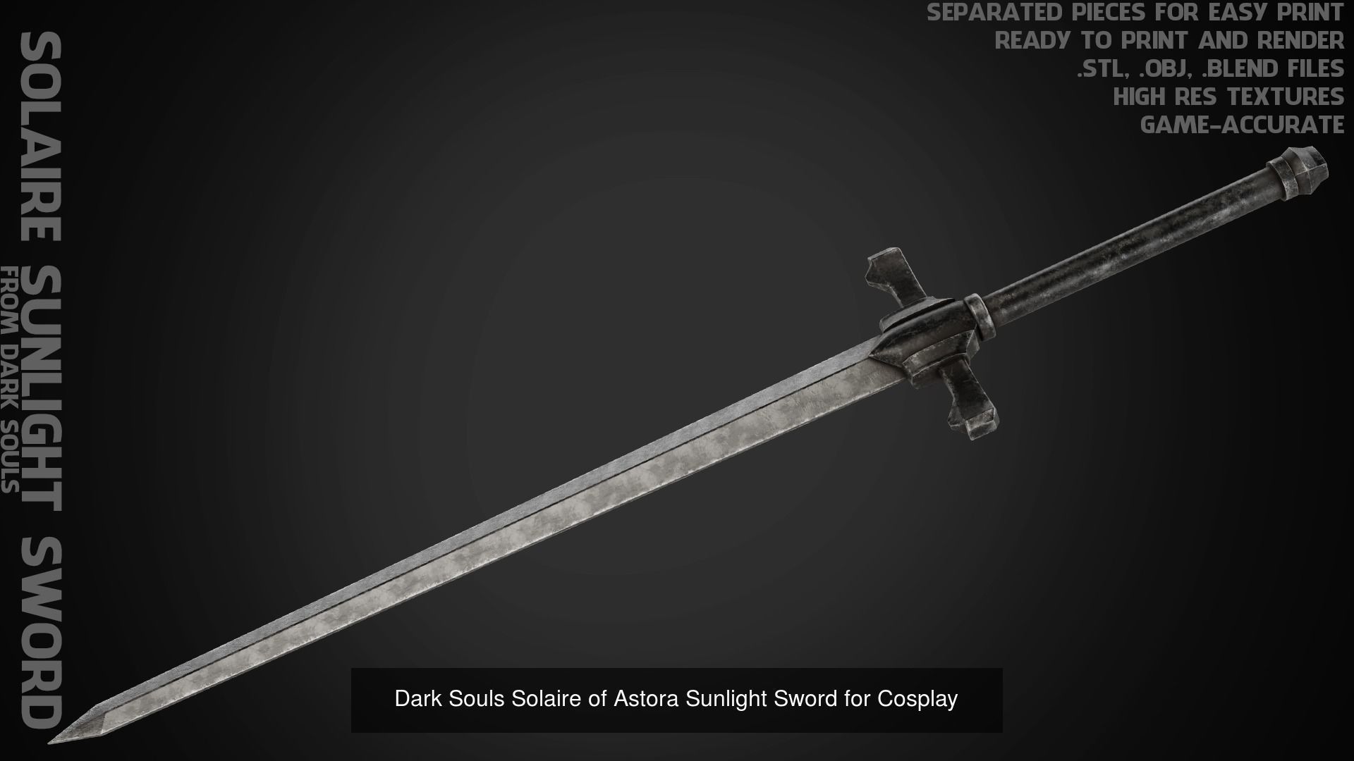 Solaire of Astora Sunlight Sword and Scabbard for Cosplay 3D Model Collection_4