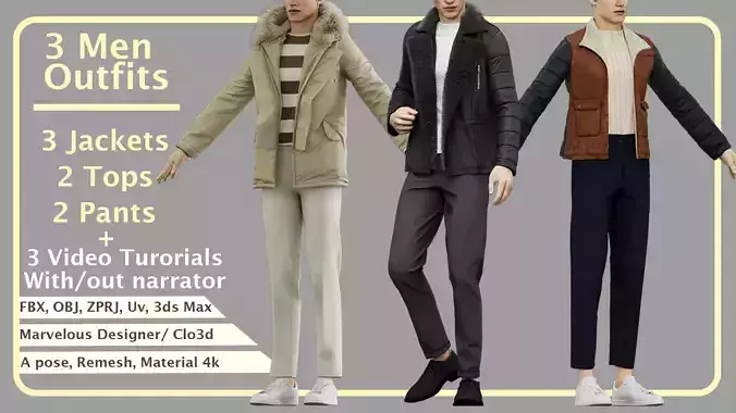 Men Outfit with Marvelous PLUS Video tutorial