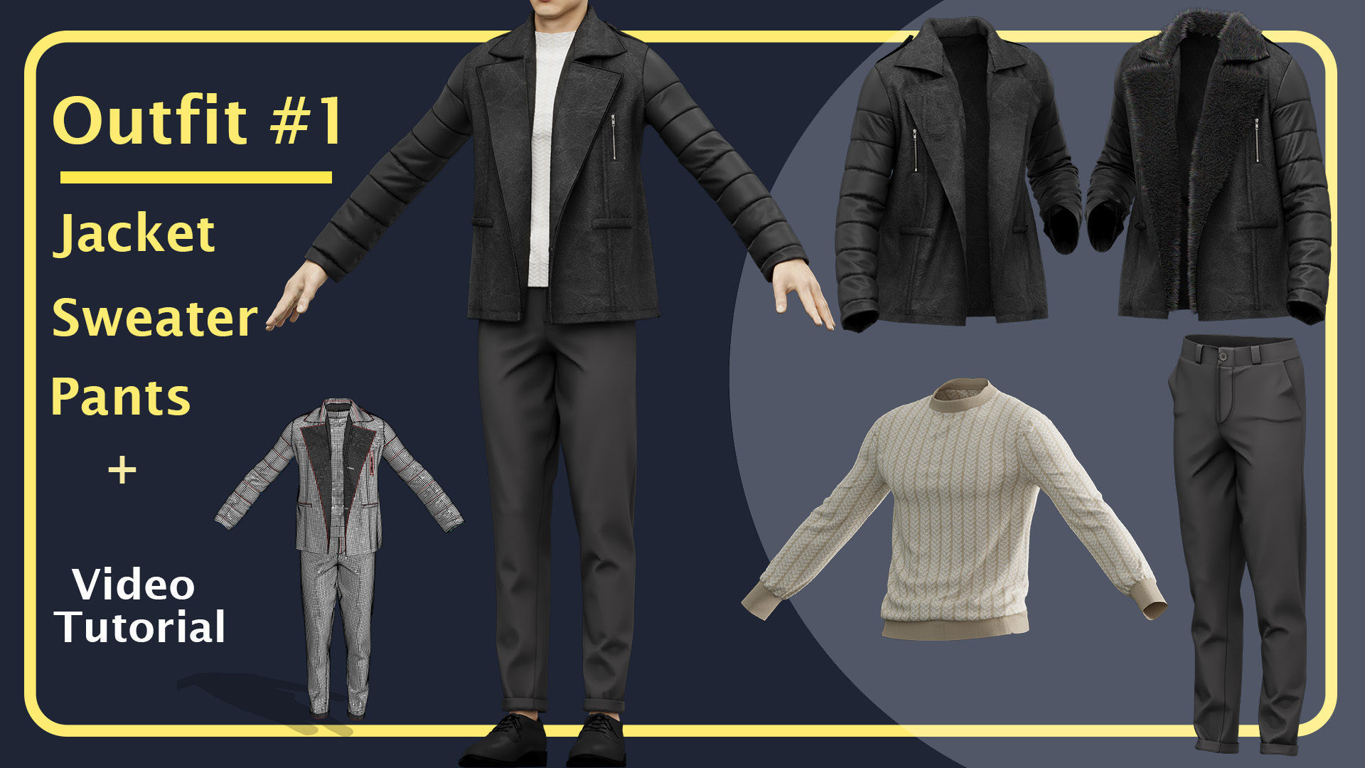 Men Outfit with Marvelous PLUS Video tutorial 3D model_1