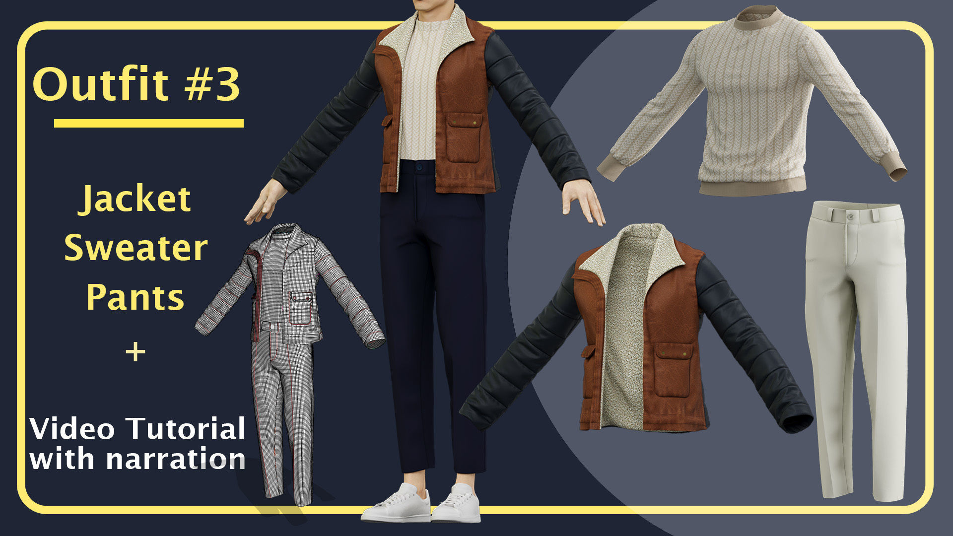Men Outfit with Marvelous PLUS Video tutorial 3D model_3