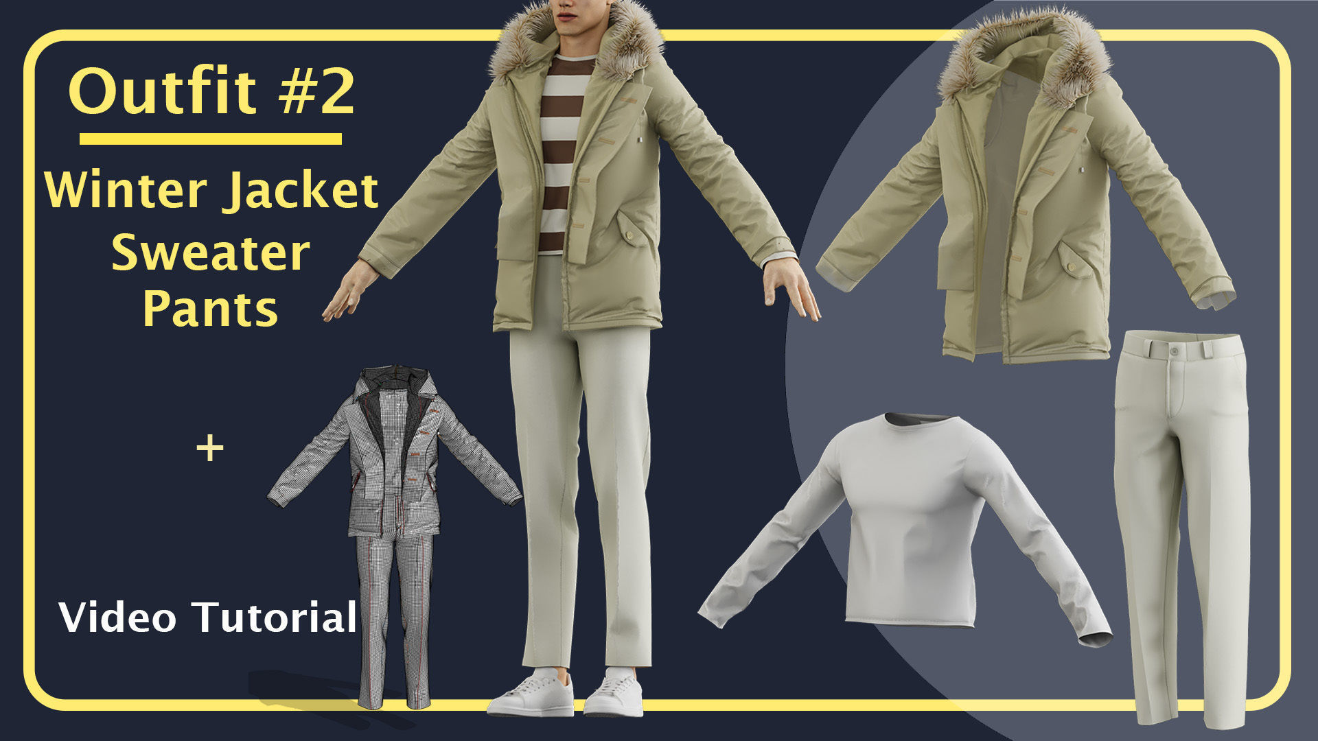 Men Outfit with Marvelous PLUS Video tutorial 3D model_2