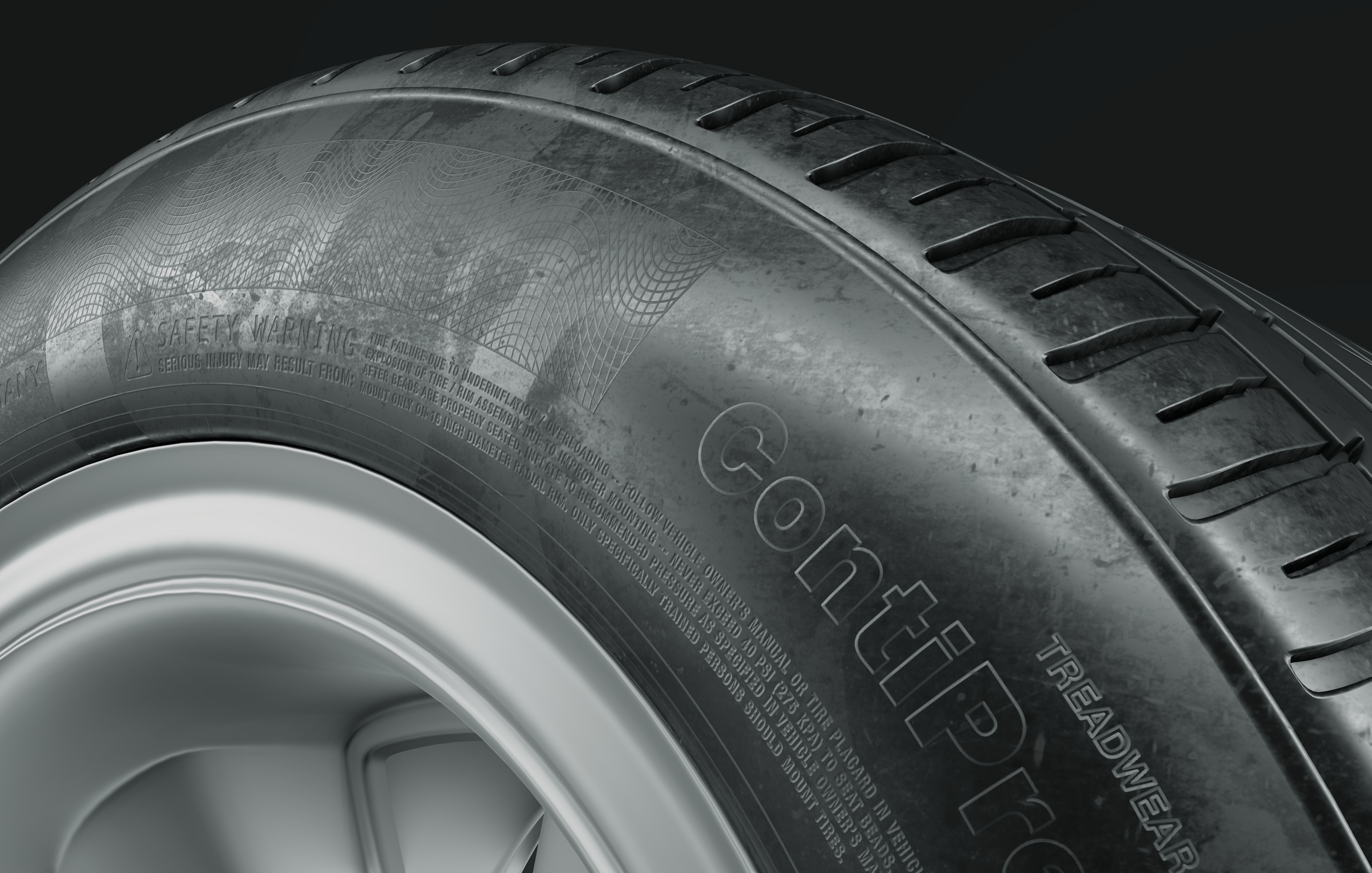 continental retro car tire 8k textures 3D model_2