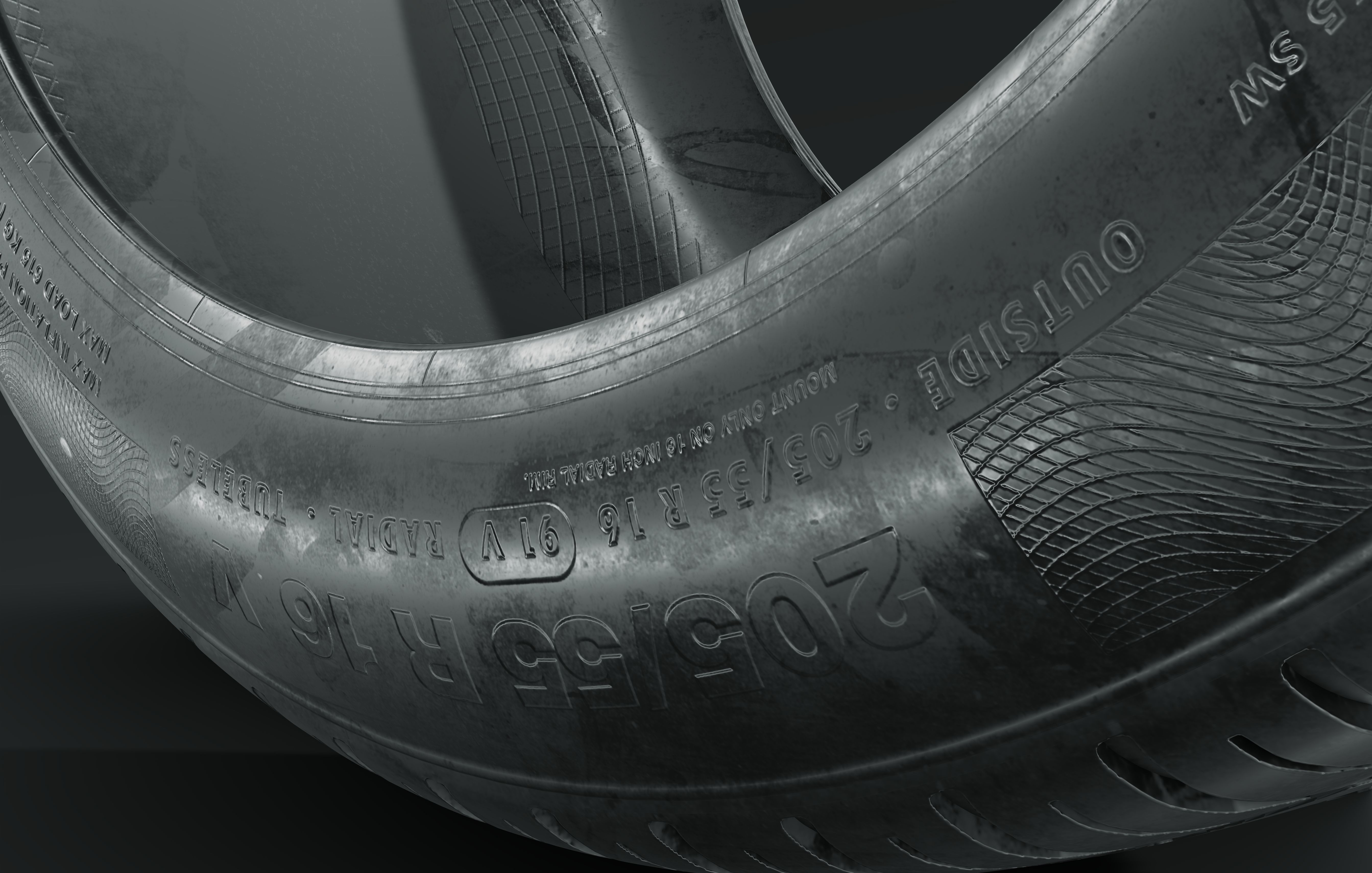 continental retro car tire 8k textures 3D model_6