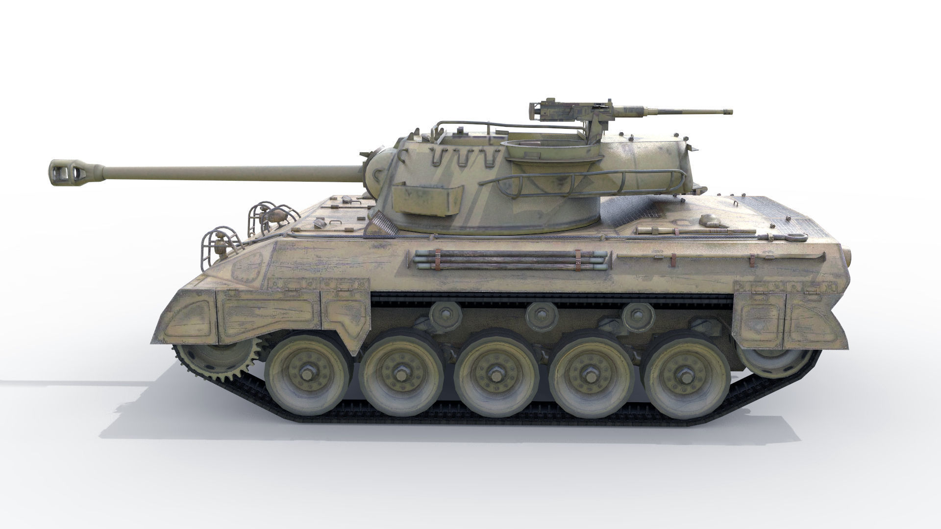 Battle Tank M18 Hellcat Low-poly 3D model_2