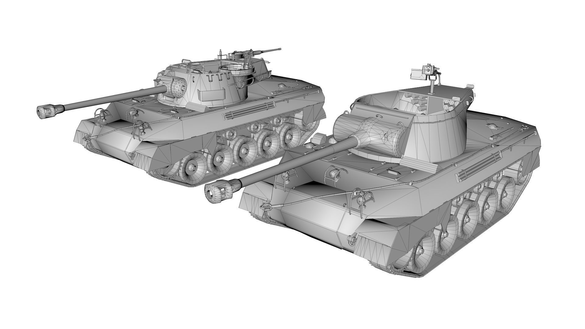 Battle Tank M18 Hellcat Low-poly 3D model_8
