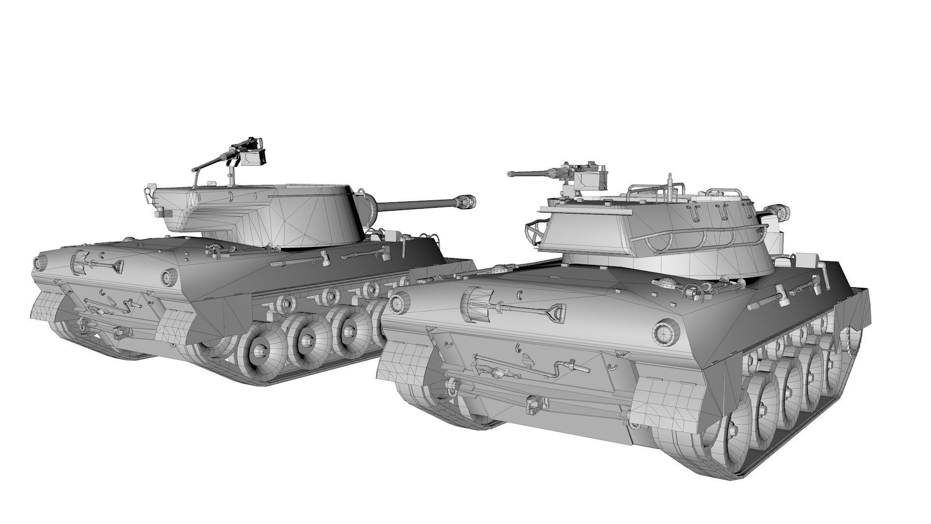 Battle Tank M18 Hellcat Low-poly 3D model_19