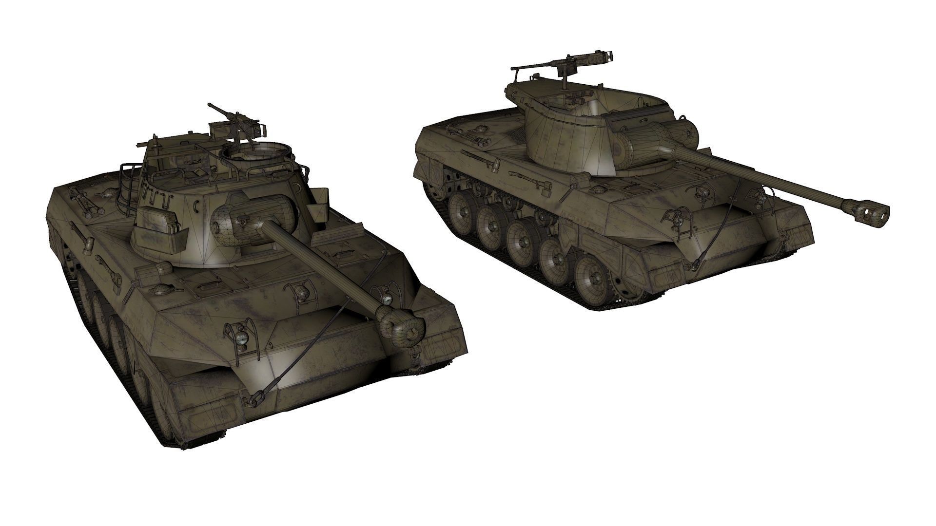 Battle Tank M18 Hellcat Low-poly 3D model_17