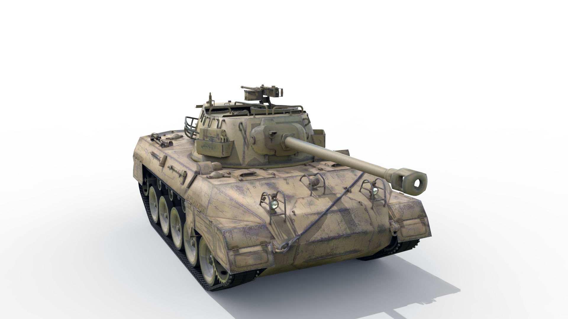 Battle Tank M18 Hellcat Low-poly 3D model_13