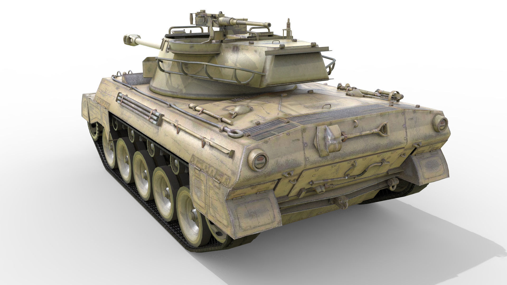 Battle Tank M18 Hellcat Low-poly 3D model_1