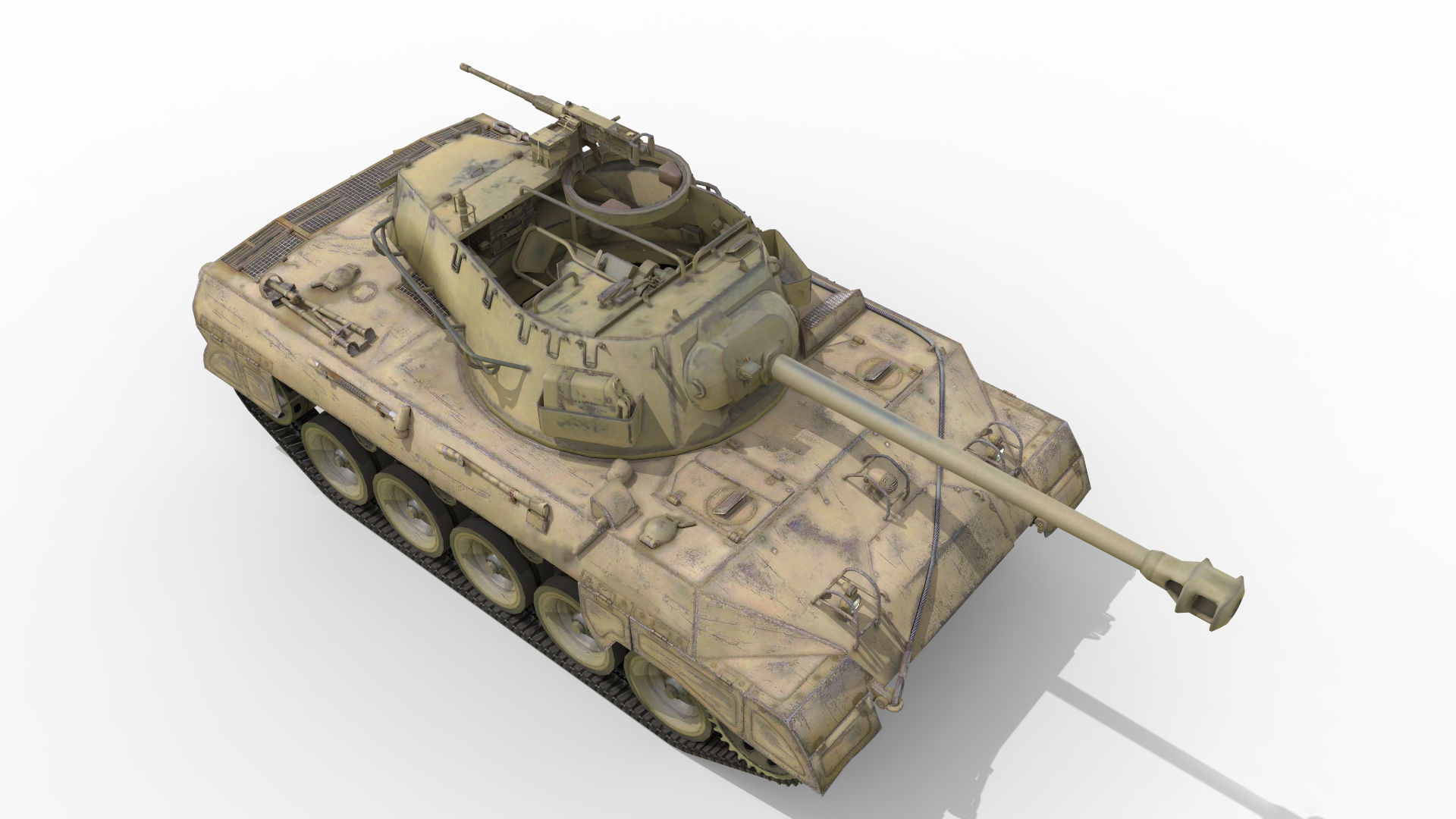 Battle Tank M18 Hellcat Low-poly 3D model_14