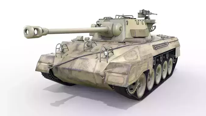 Battle Tank M18 Hellcat Low-poly 3D model