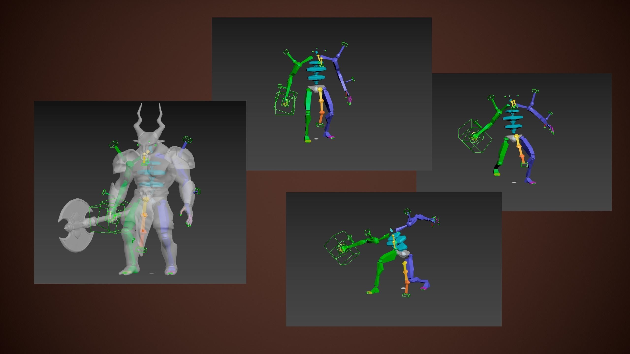 Gameready Lowpoly character Minotaur with rigg and animations Low-poly 3D model_7