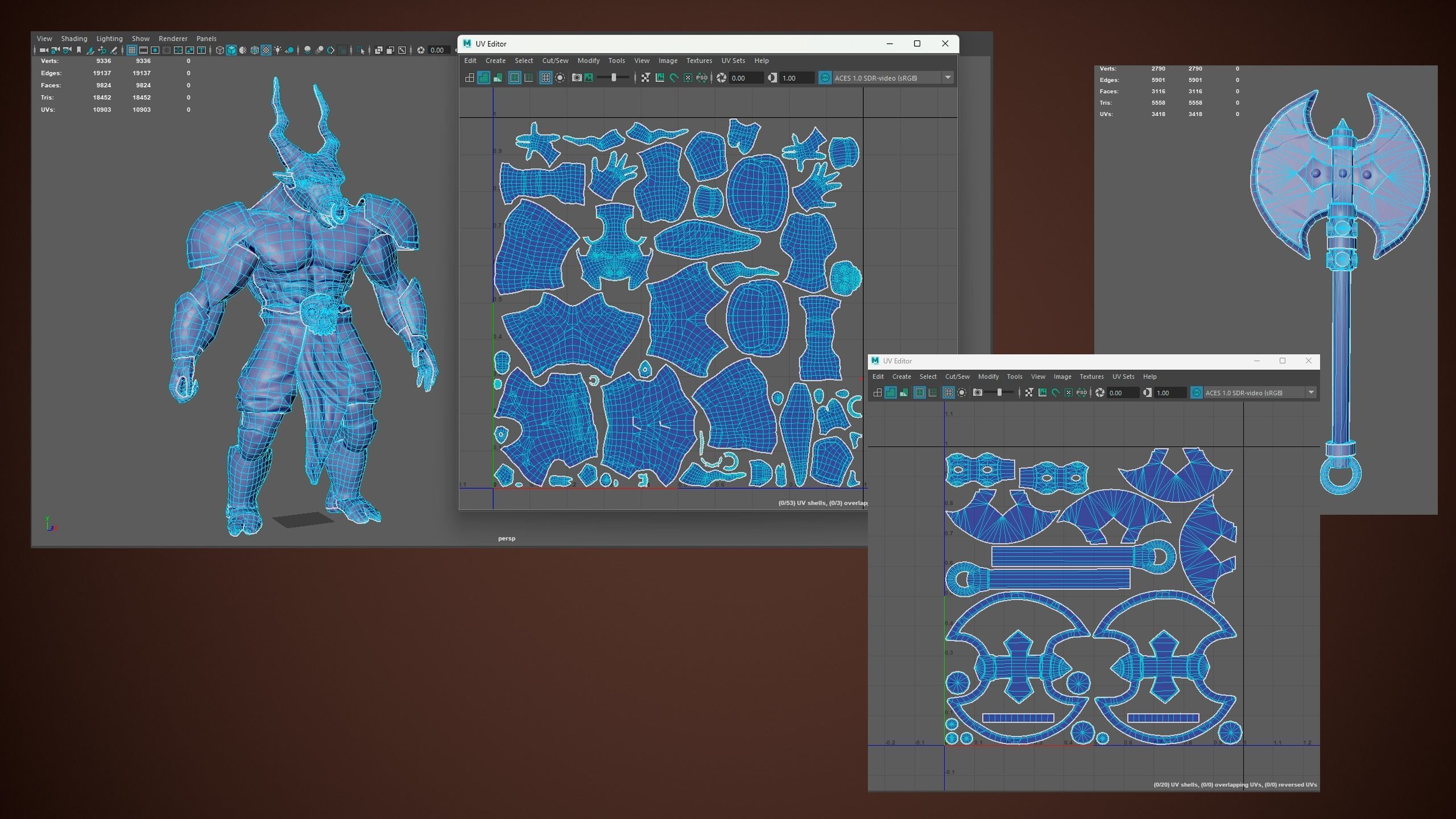 Gameready Lowpoly character Minotaur with rigg and animations Low-poly 3D model_6