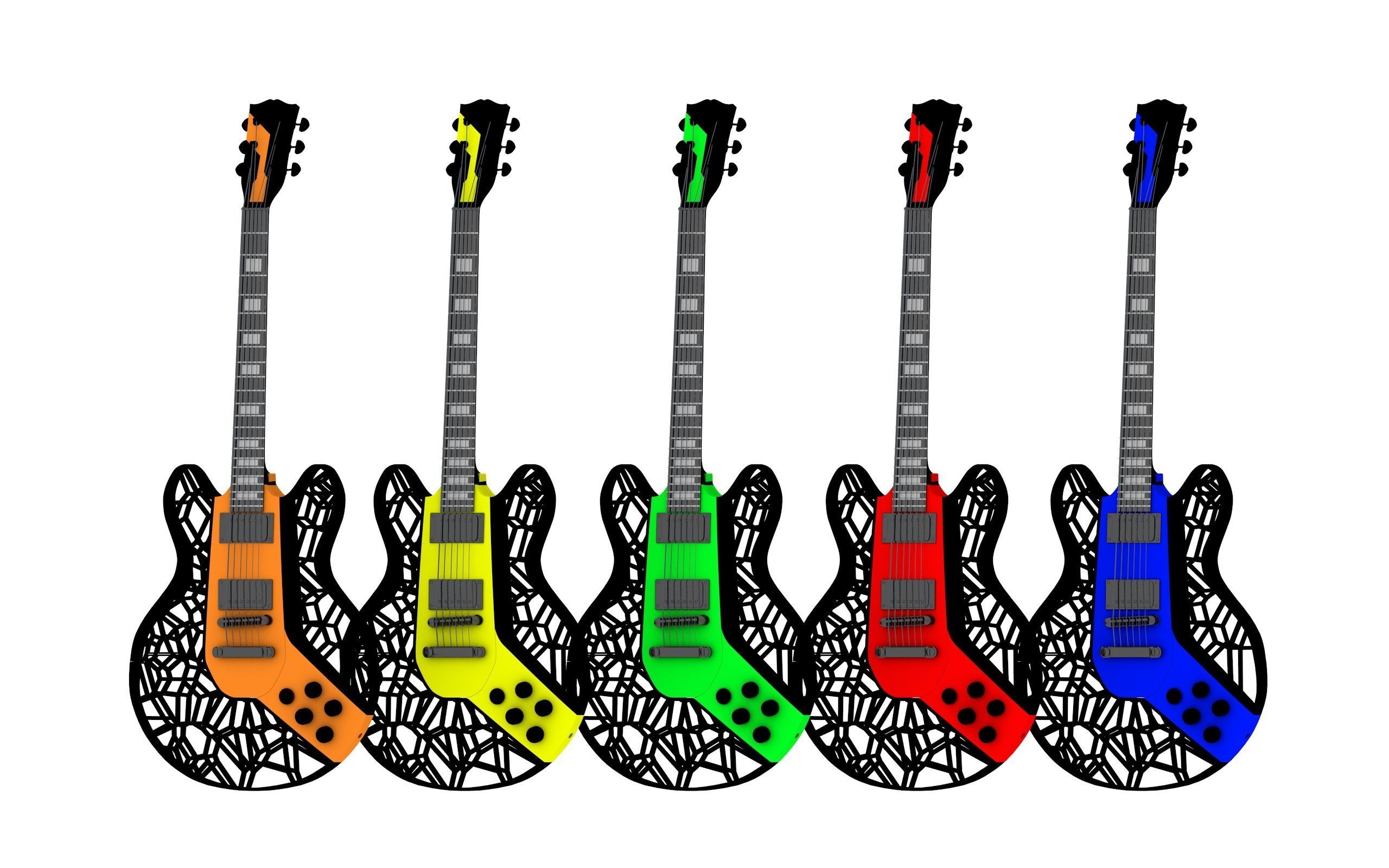 VORONOI GUITAR 3D PRINT 3D print model_43