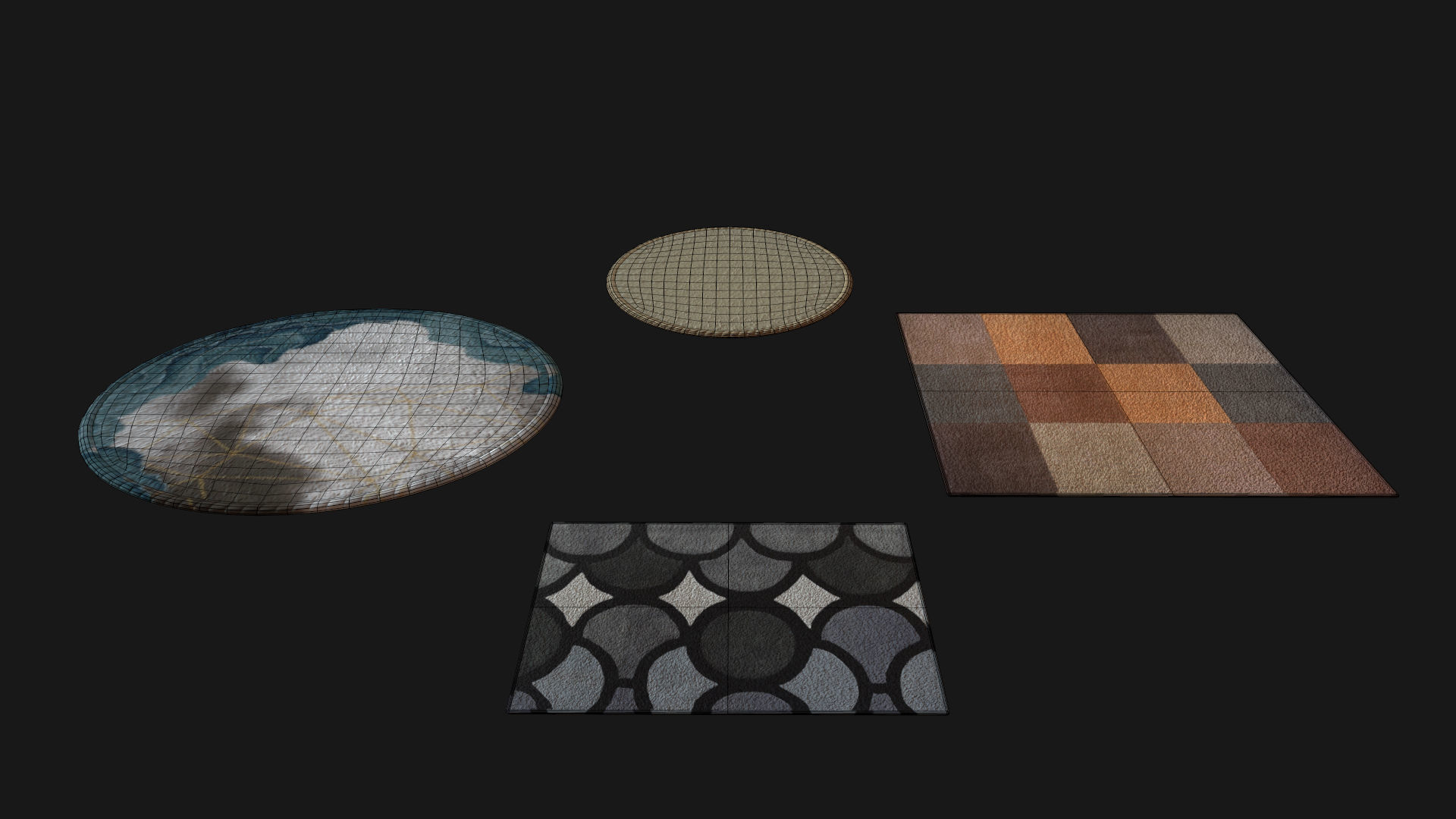 Carpet set Low-poly 3D model_2