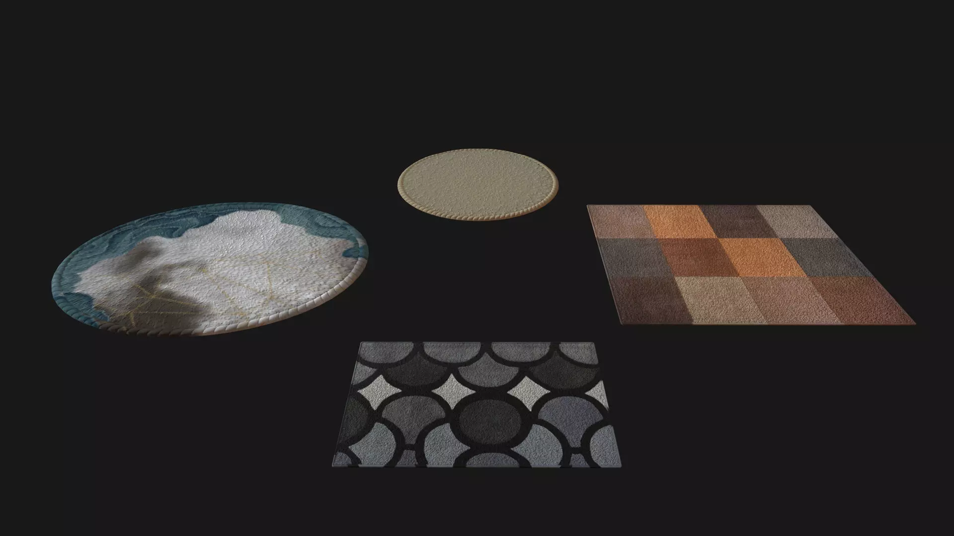 Carpet set Low-poly 3D model_0