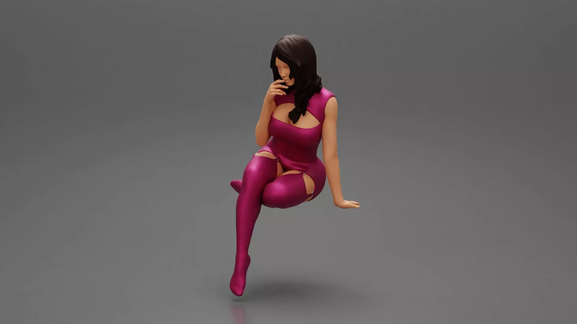 Beautiful Girl In Lingerie Sitting 3D print model