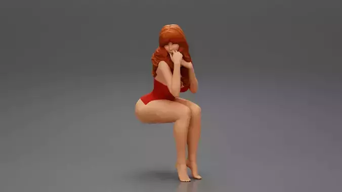 Sexy girl in swimsuit sitting