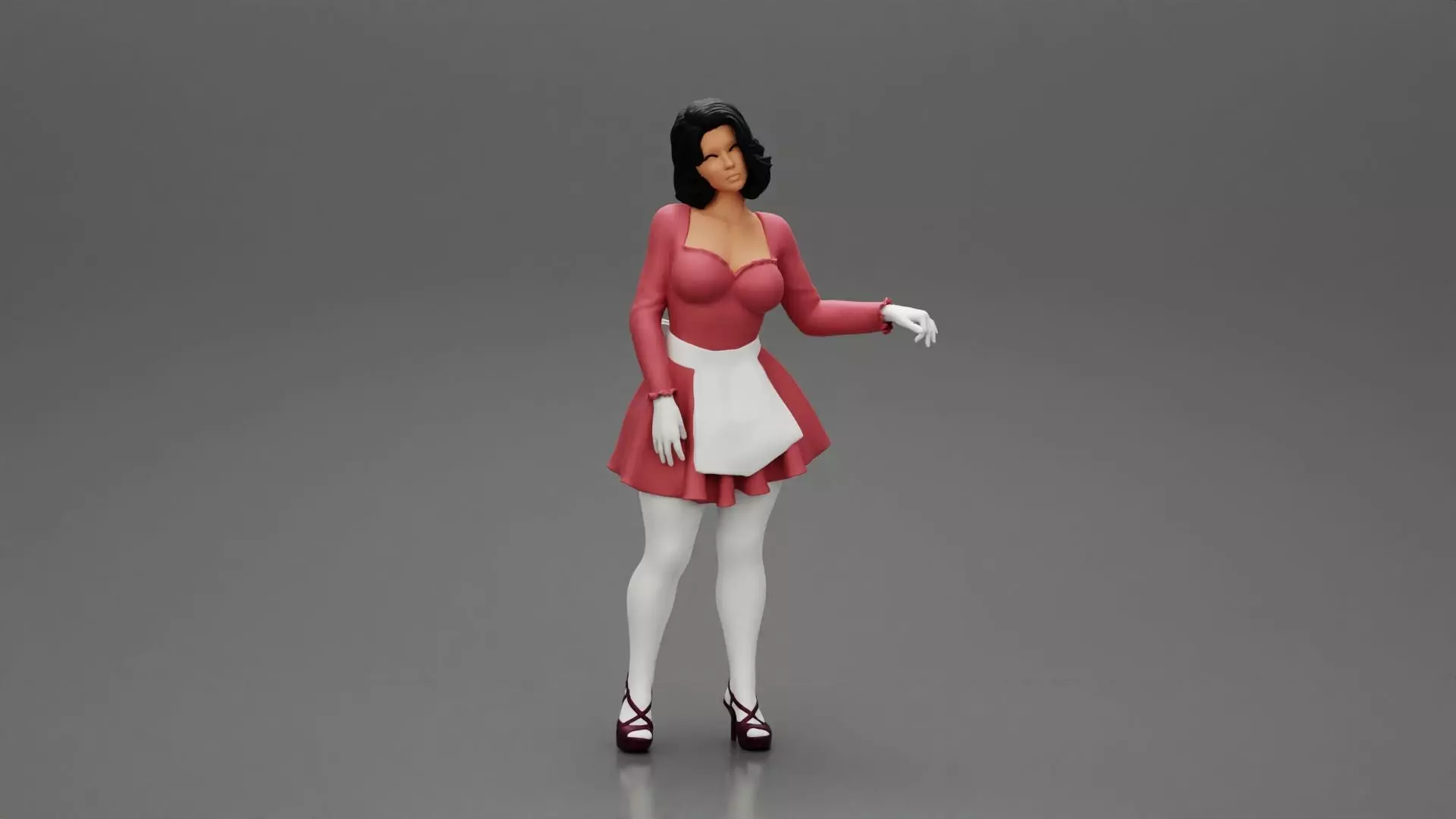 Attractive Stewardess in maid clothes Posing 3D print model