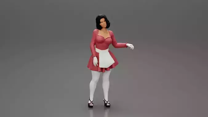 Attractive Stewardess in maid clothes Posing