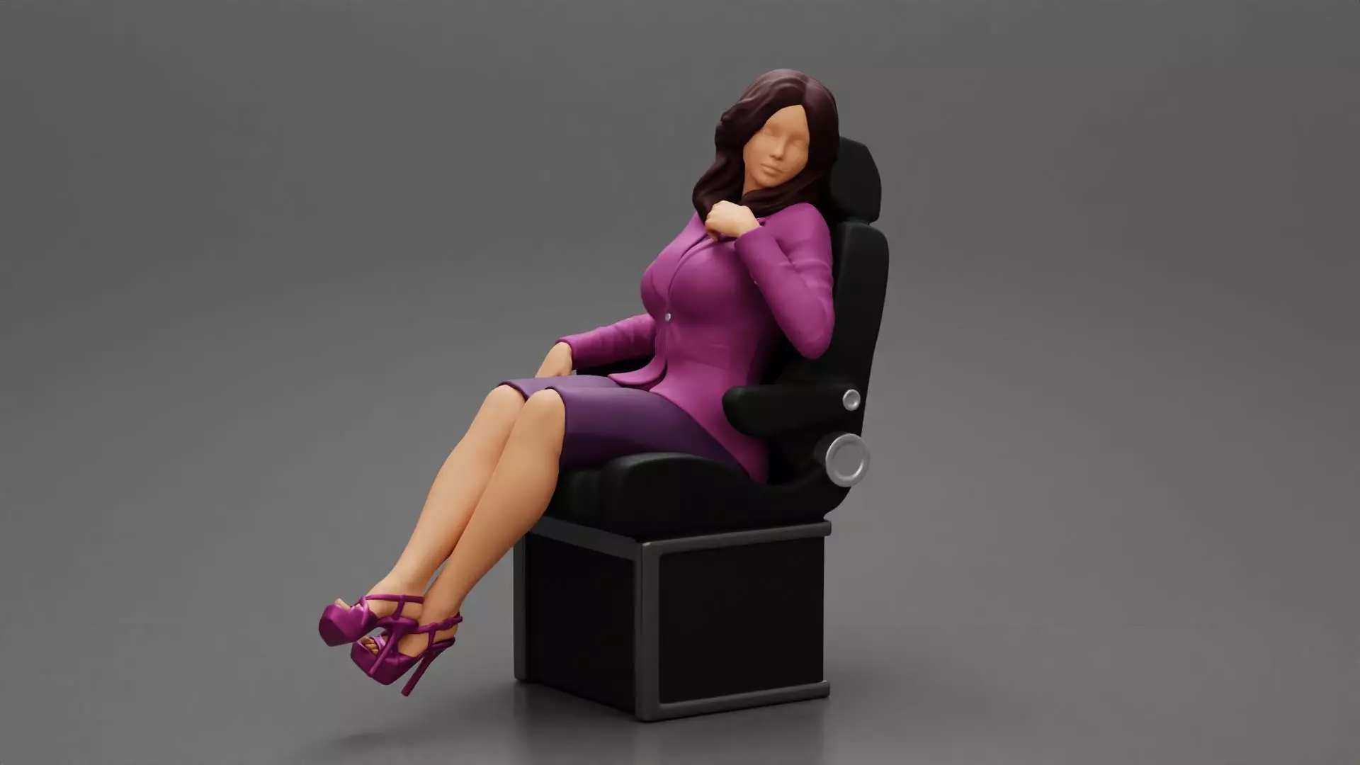 2 Businesswoman Sitting On Private Plane 3D print model_0