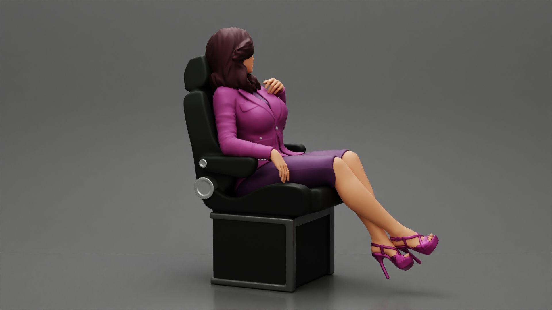2 Businesswoman Sitting On Private Plane 3D print model_3