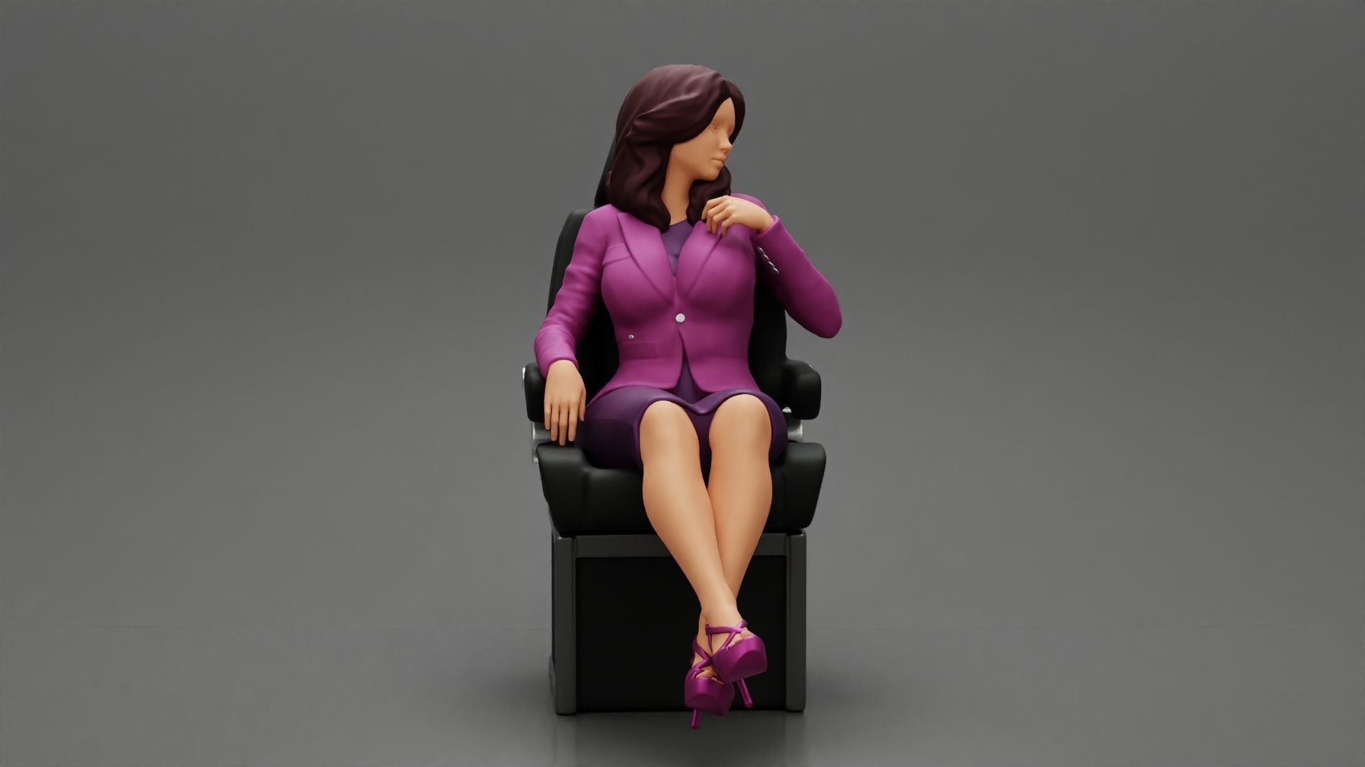 2 Businesswoman Sitting On Private Plane 3D print model_2
