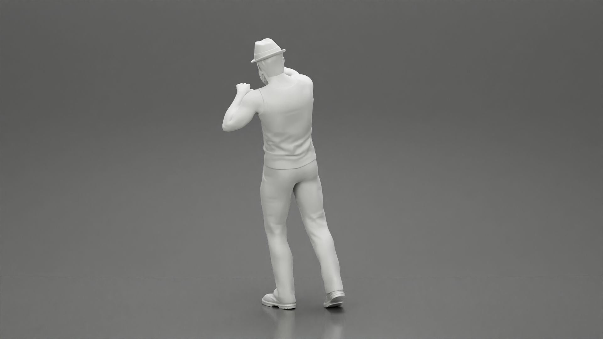 Travel man wearing a hat and a beard pointing the right way 3D print model_10
