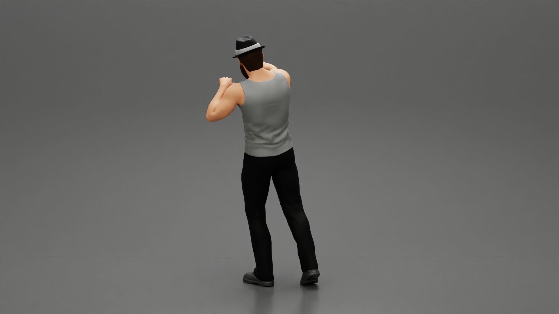 Travel man wearing a hat and a beard pointing the right way 3D print model_4