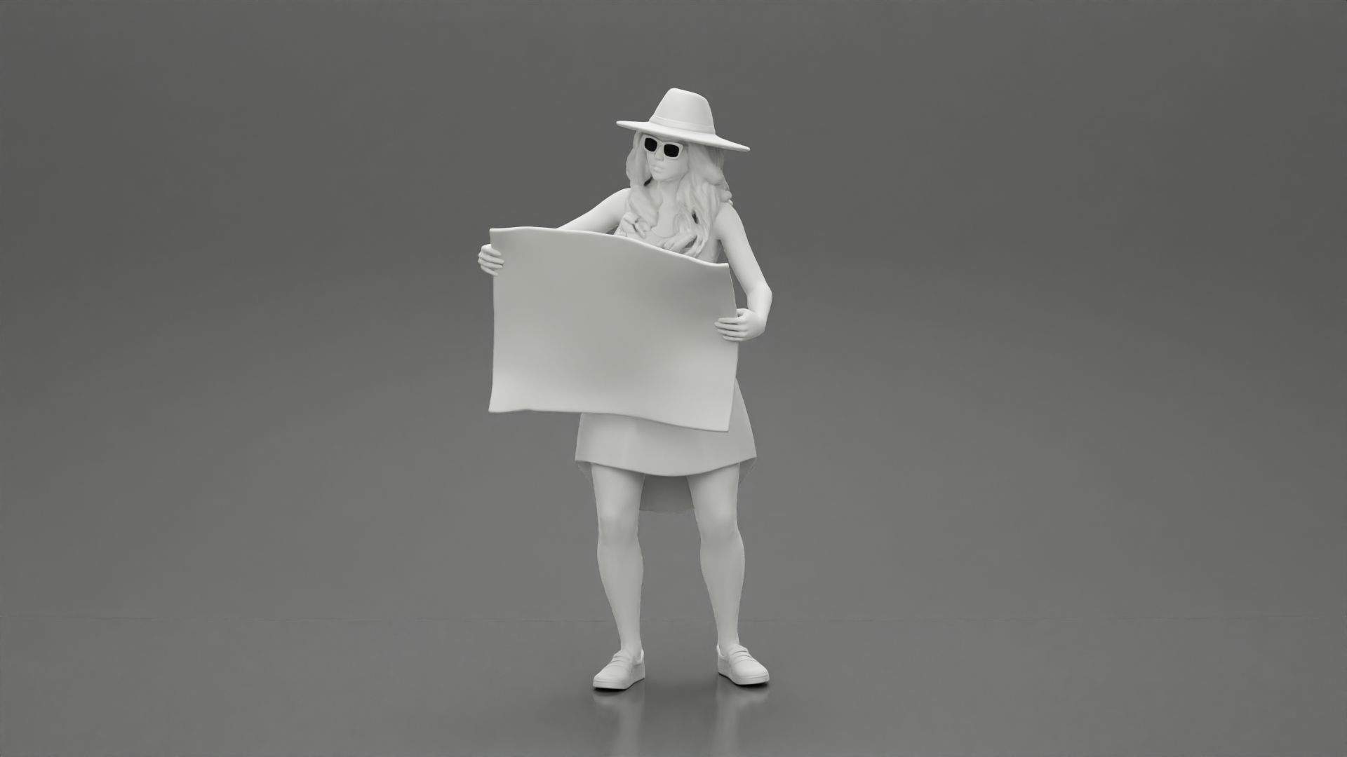 2 Models - Travel man wearing a hat with woman holding a map 3D print model_17
