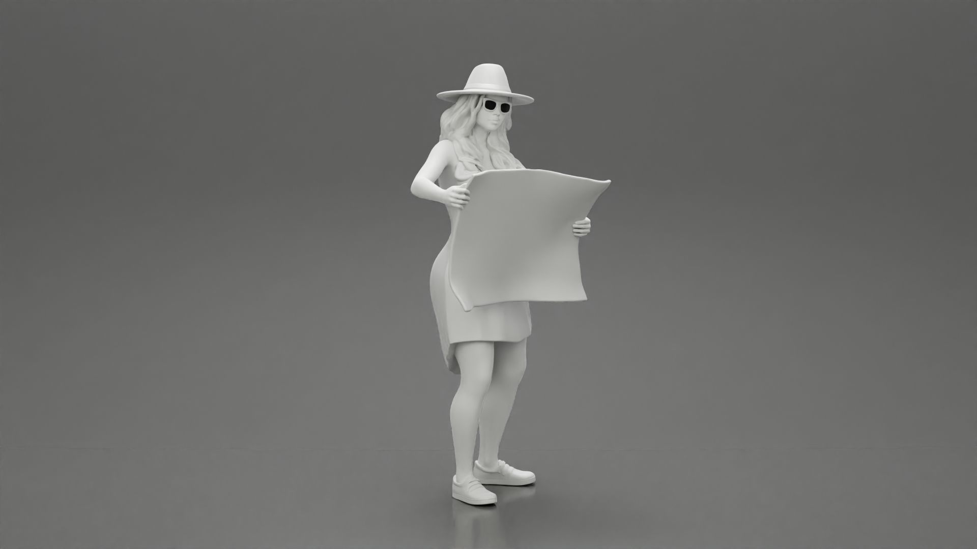2 Models - Travel man wearing a hat with woman holding a map 3D print model_10