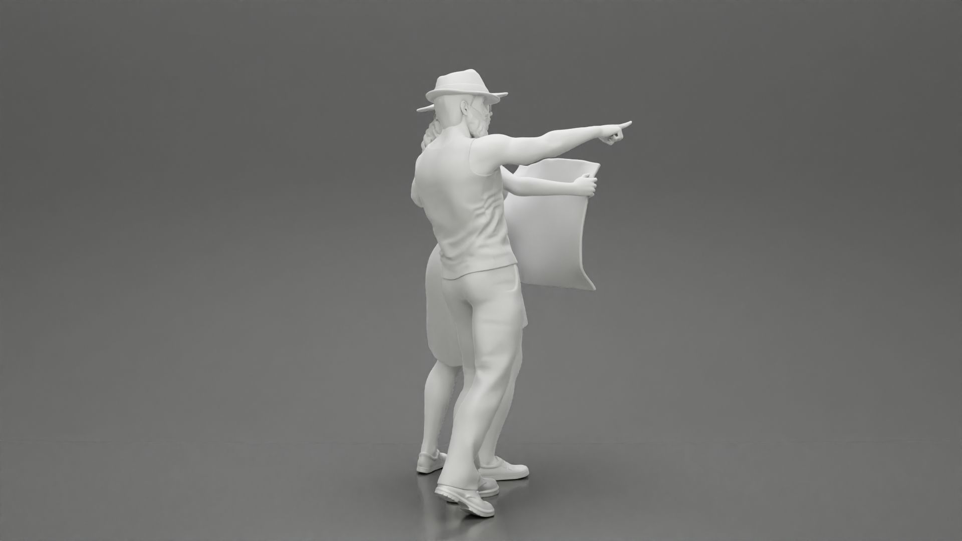 2 Models - Travel man wearing a hat with woman holding a map 3D print model_12
