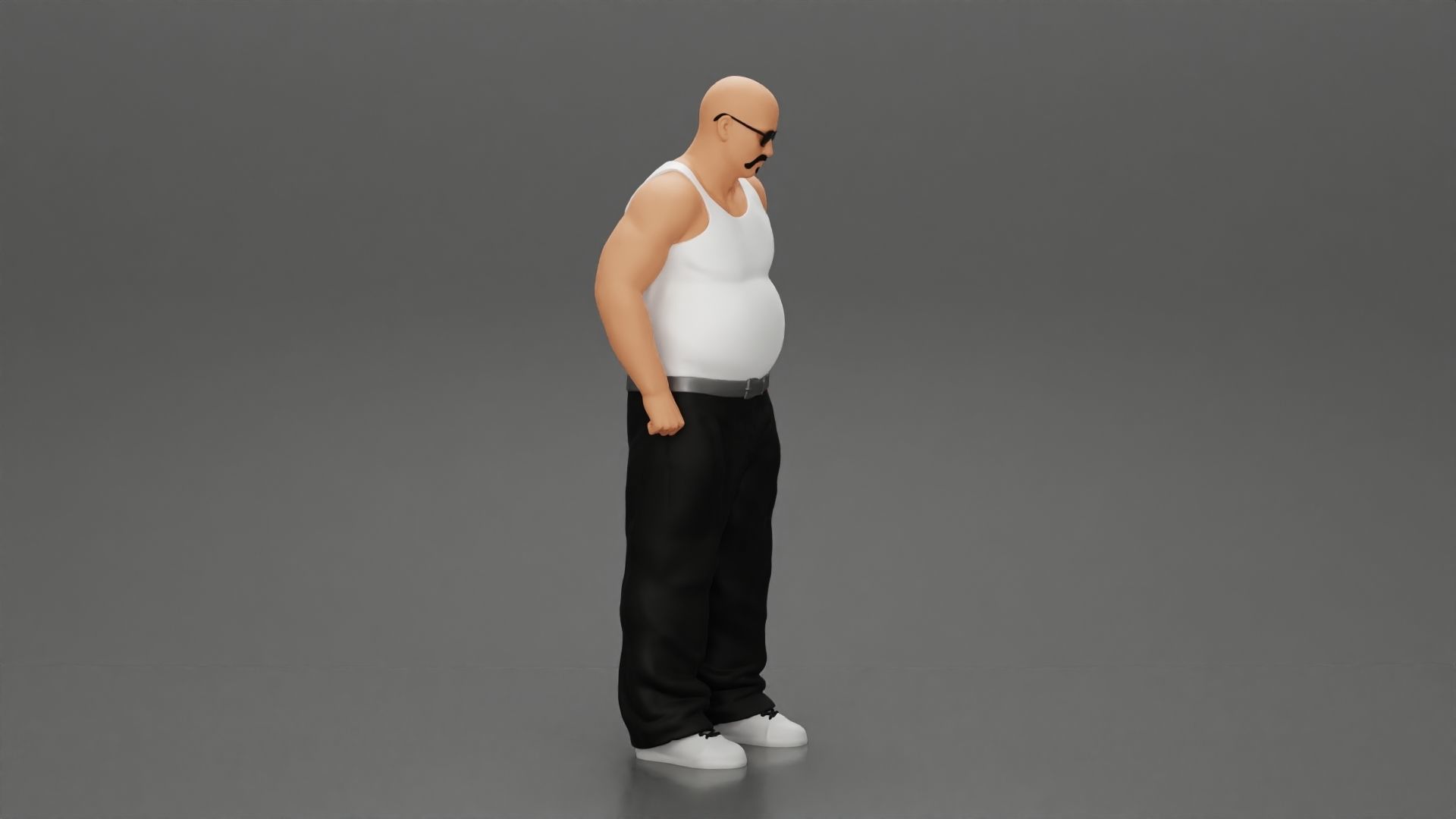fat gangster homies standing with sunglasses 3D print model_1