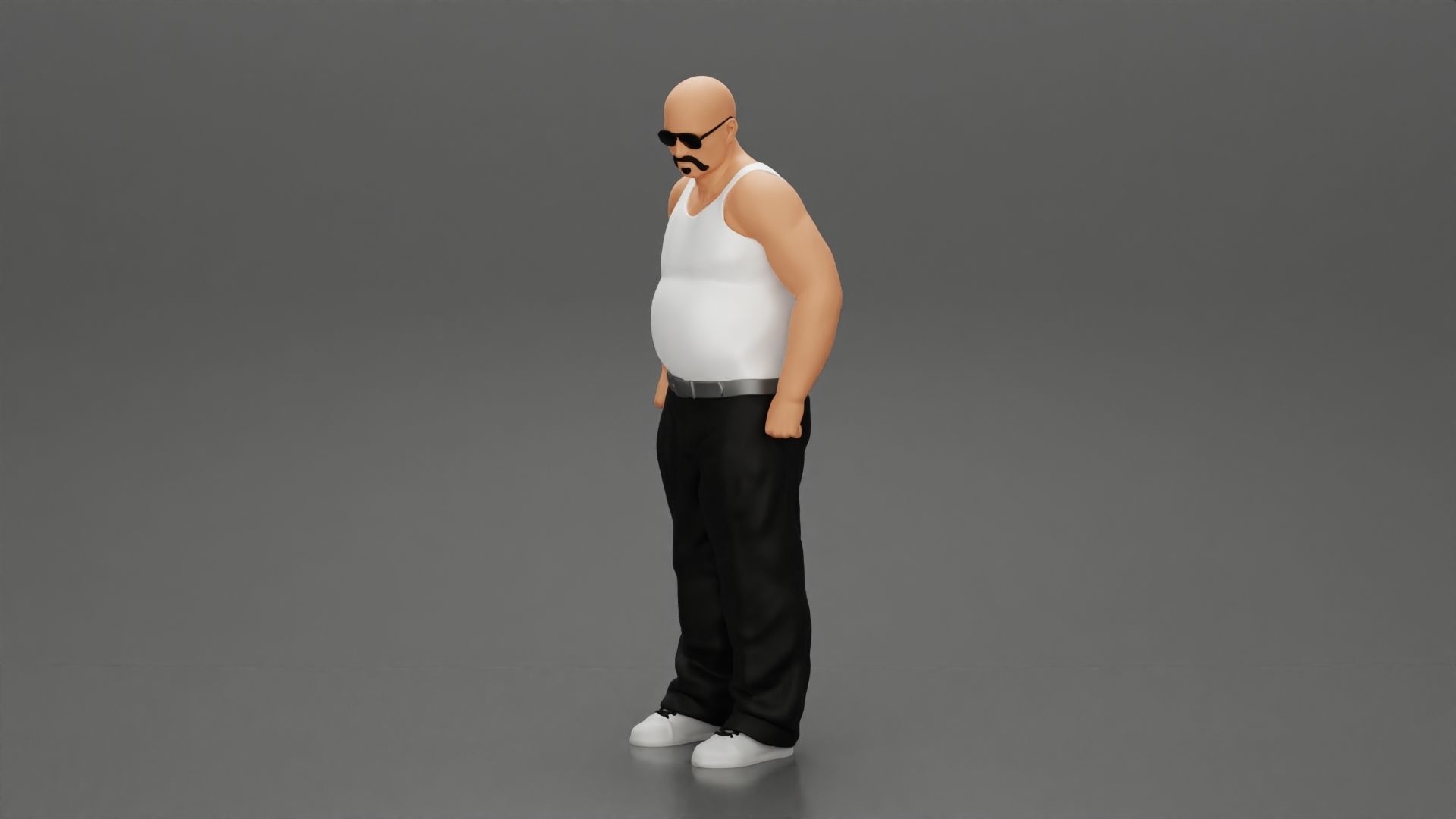 fat gangster homies standing with sunglasses 3D print model_5