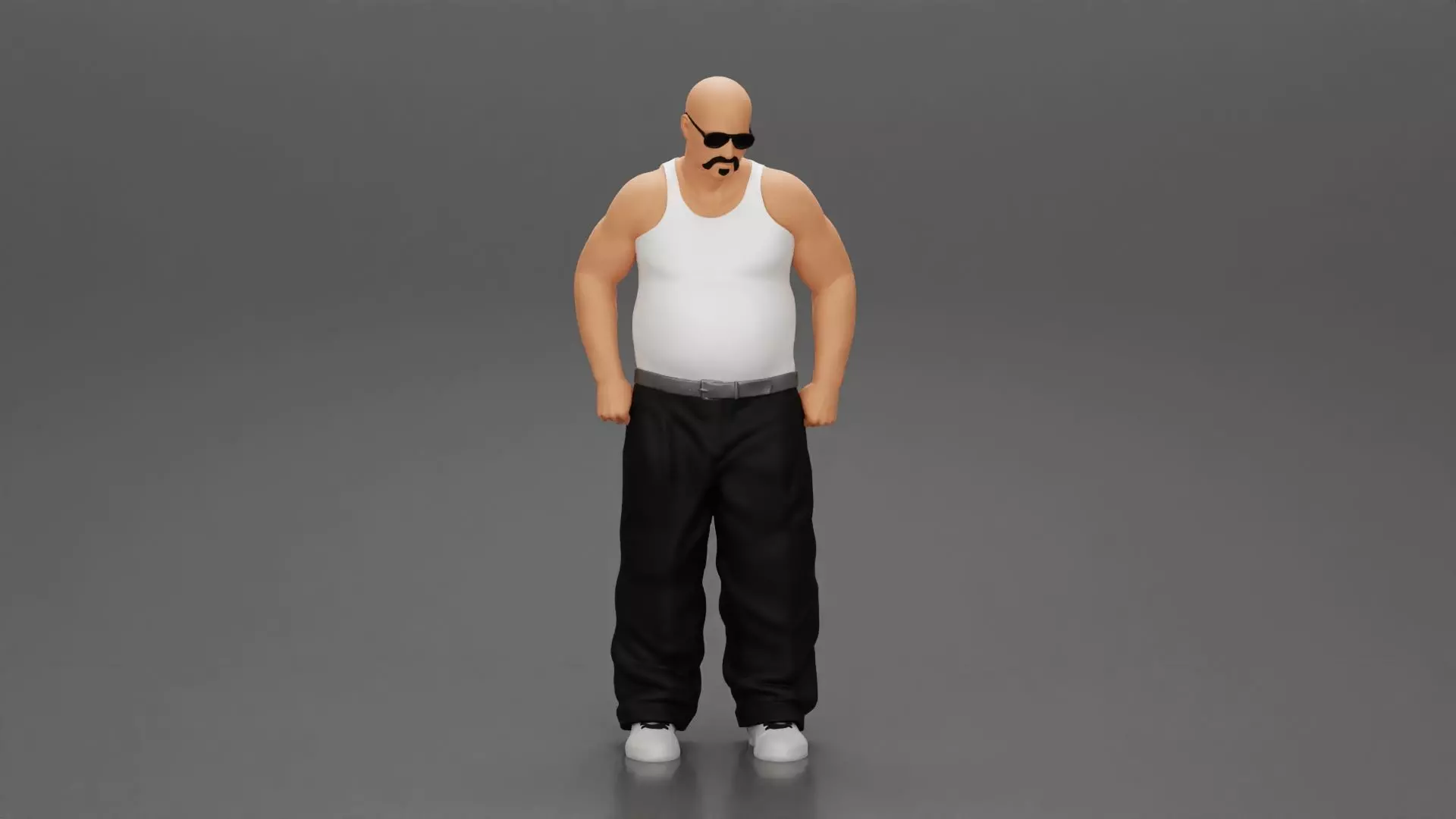 fat gangster homies standing with sunglasses 3D print model_0