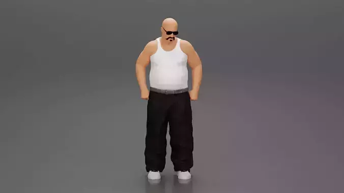 fat gangster homies standing with sunglasses 3D print model