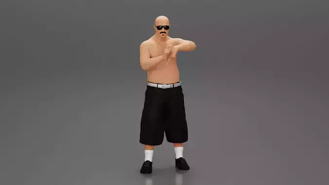 gangster homies standing in cropped trousers with sunglasses 3D print model