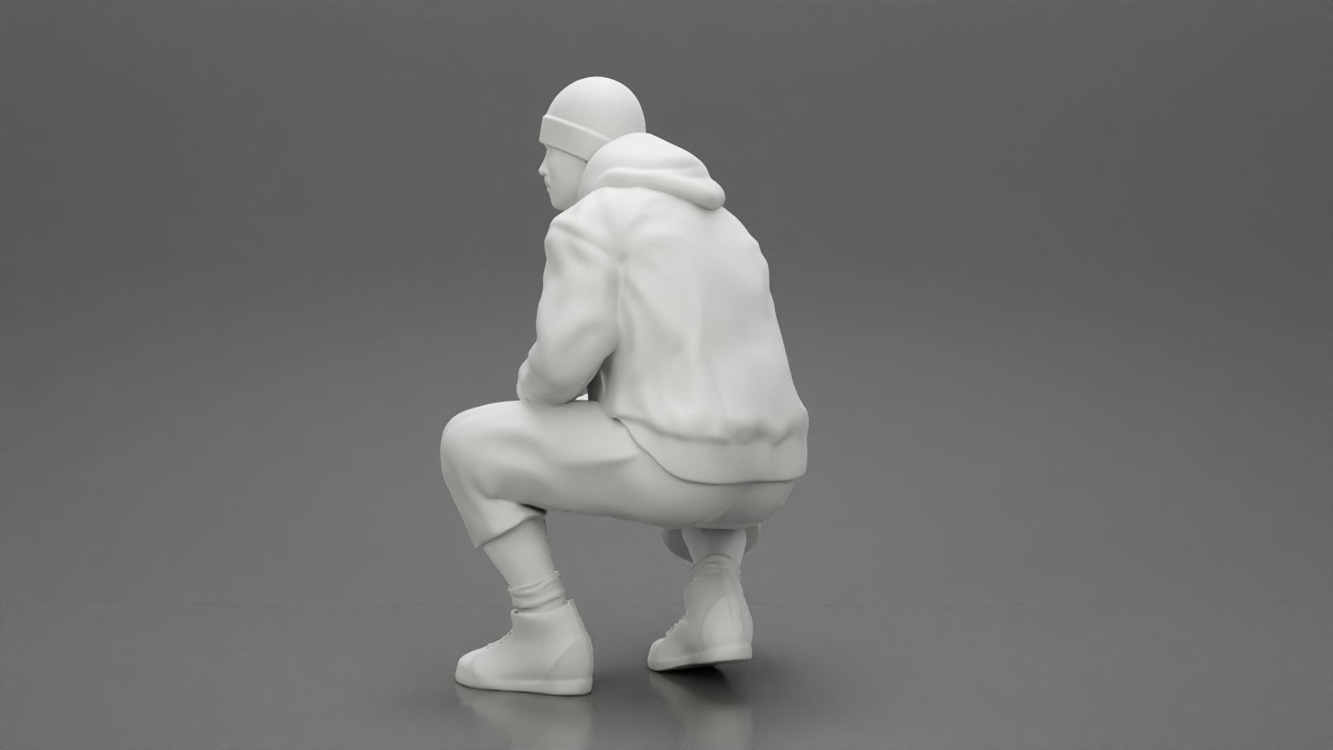 gangster homies sitting in hat and open jacket and short 3D print model_10